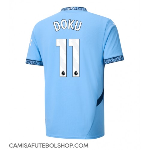 Camisa de time de futebol Manchester City Jeremy Doku #11 Replicas 1º Equipamento 2024-25 Manga Curta